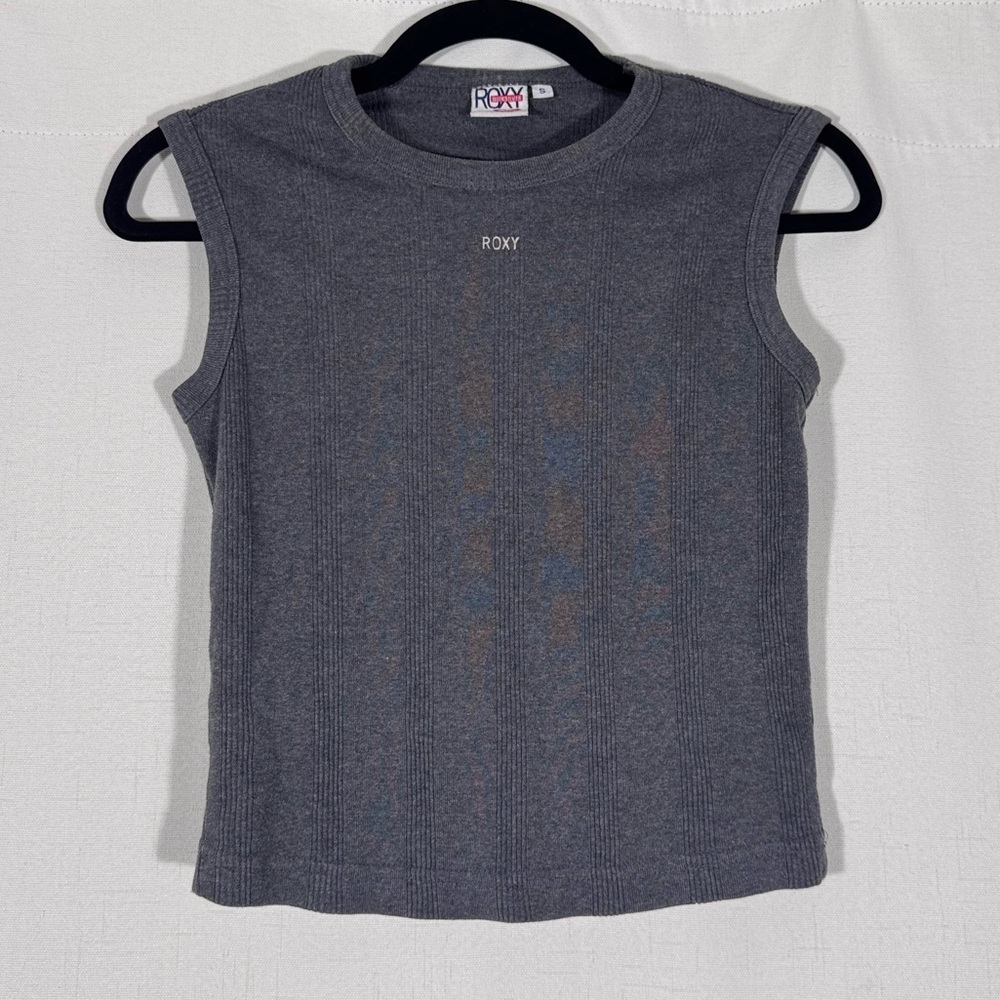 Roxy 2000s Y2K Gray Cropped Tank